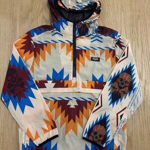 NEW! Reason Aztec Skull Anorak Windbreaker Hoodie Jacket
